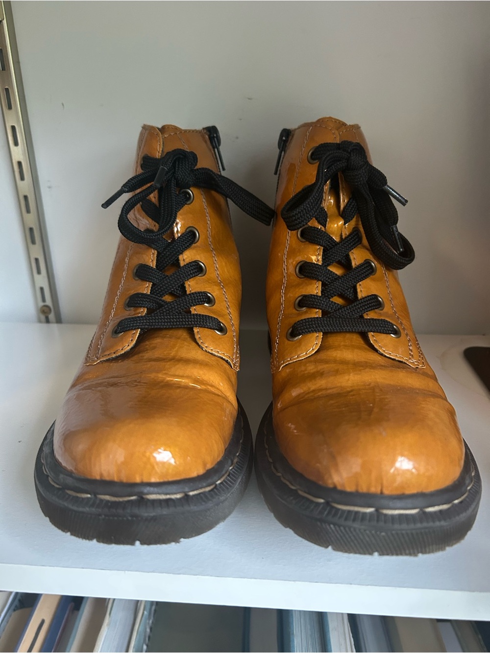 Rieker Amber Leather Lace-Up Ankle Boots with Black Sole - Picture 4 of 7